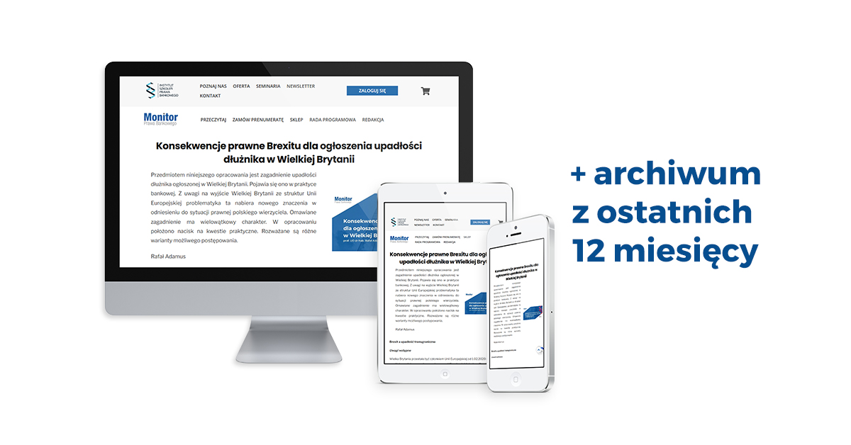 prenumerata online+archiwum Monitor Prawa Bankowego