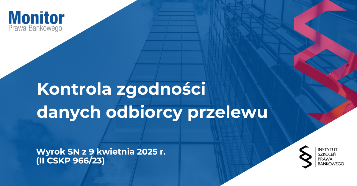 Kontrola zgodności danych odbiorcy przelewu